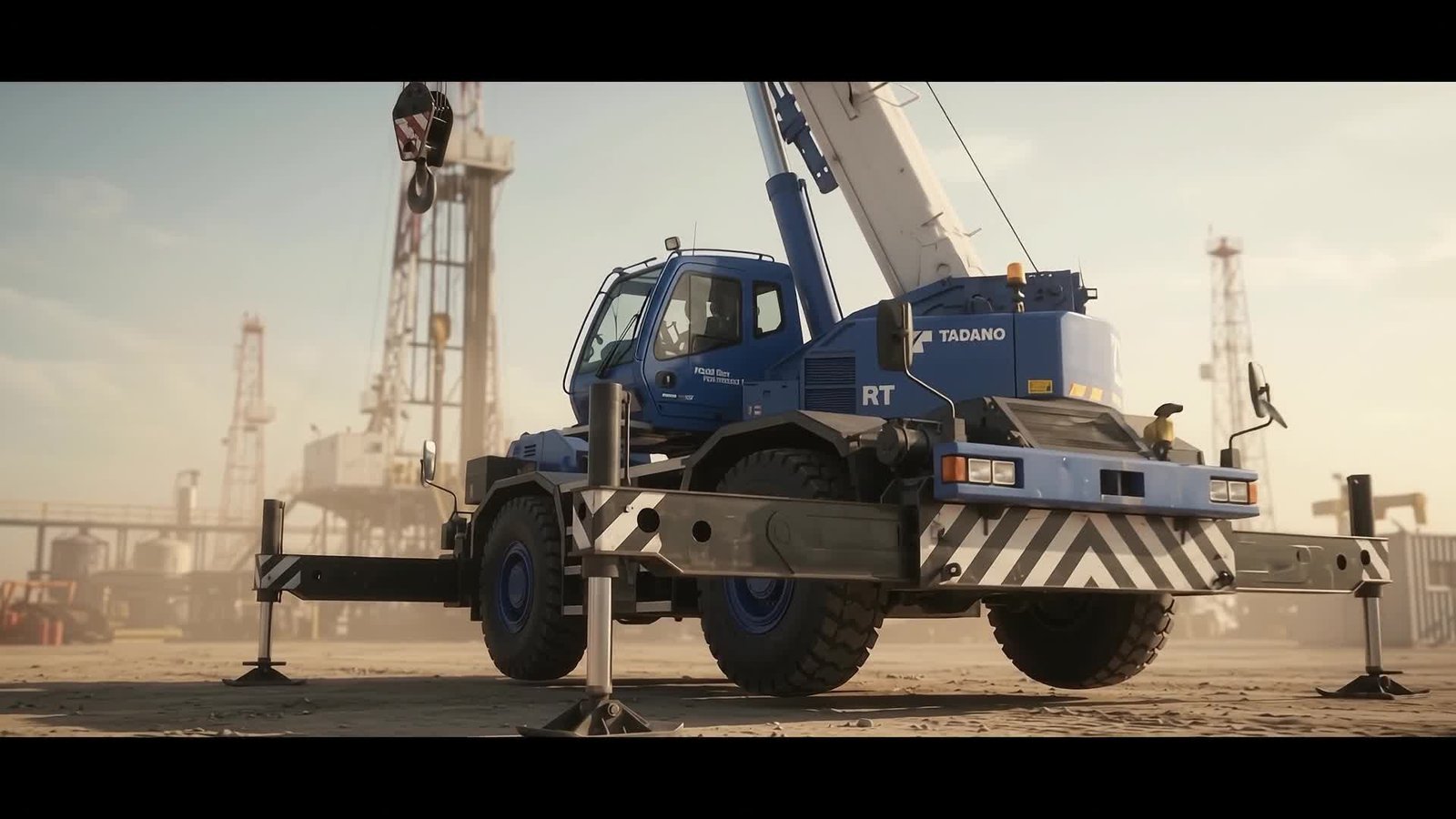 crane on outrigger pads at an oilfield in Saudi Arabia